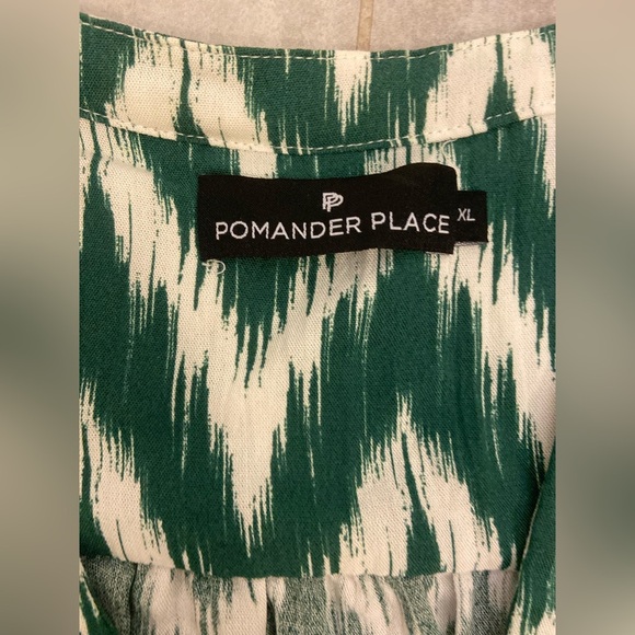 Pomander Place Kenzo Green Chevon Ikat Mini Dress Size XL - Picture 5 of 7